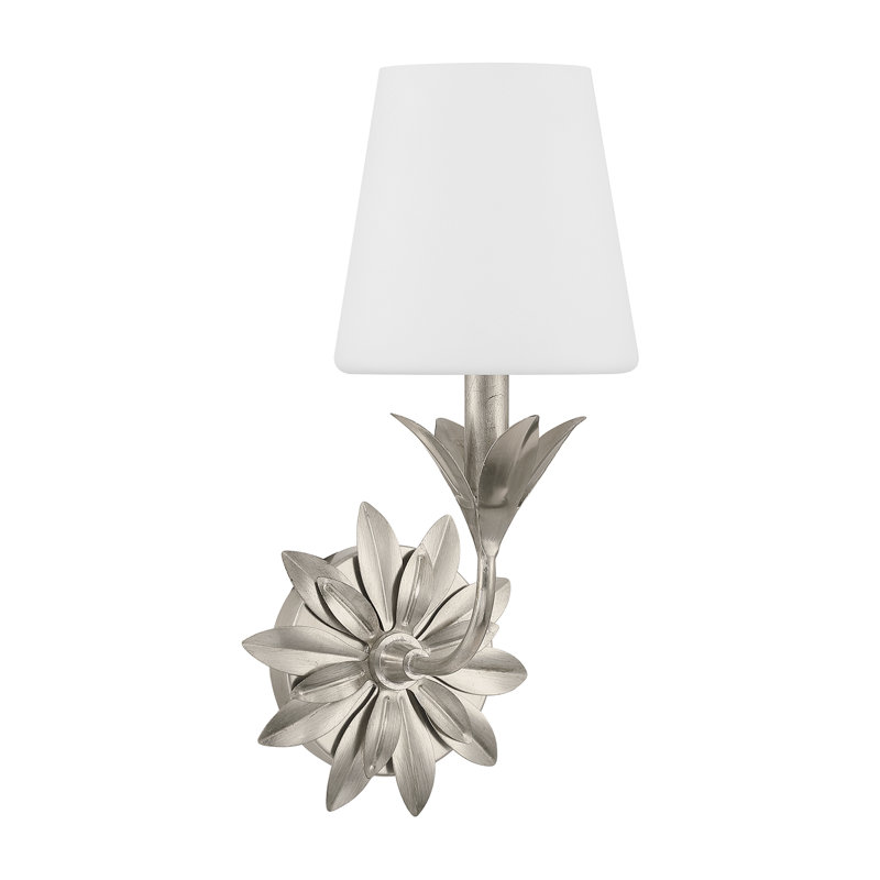 Broche 1 Light Sconce, Antique Silver