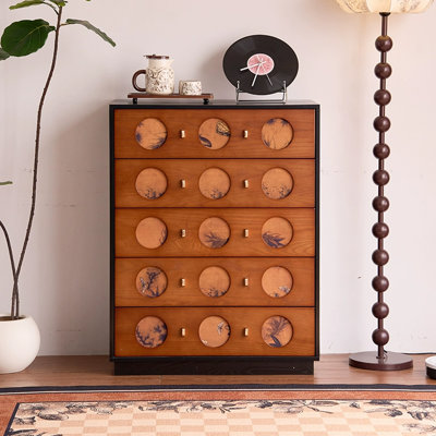 Black+Brown Solid Wood Accent Cabinet