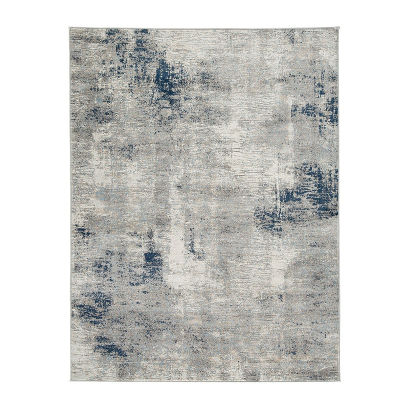 Tapis à motif vin 8 x 10 Vin, velours 8 mm, grand, gris délavé, bleu ivoire, Rectangle 5 pi x 8 pi