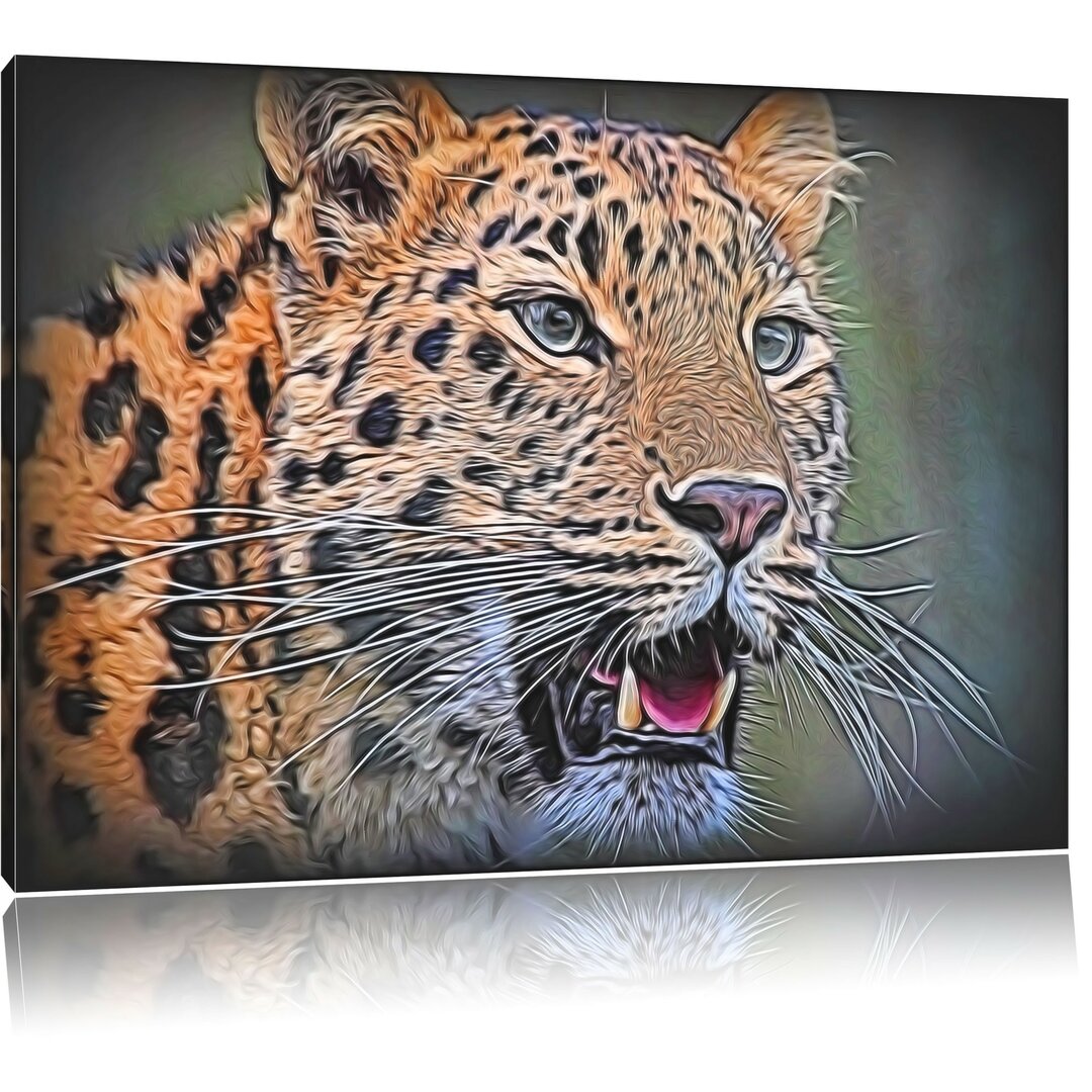 Leinwandbild Ausgewachsener Leopard in Hellbraun/Grau