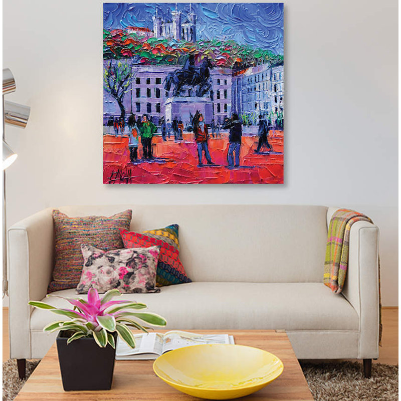 «One Mardi in Lyon», reproduction sur toile, H 37 po x l 37 po x P 1,5 po, Toile tendue, Pas de tapis