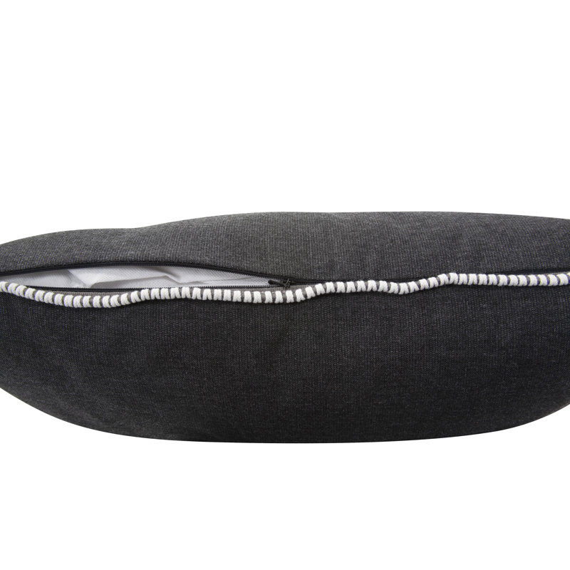 Delijah Square Indoor/Outdoor Pillow Cover & Insert, 24" x 24", Seascape Charcoal