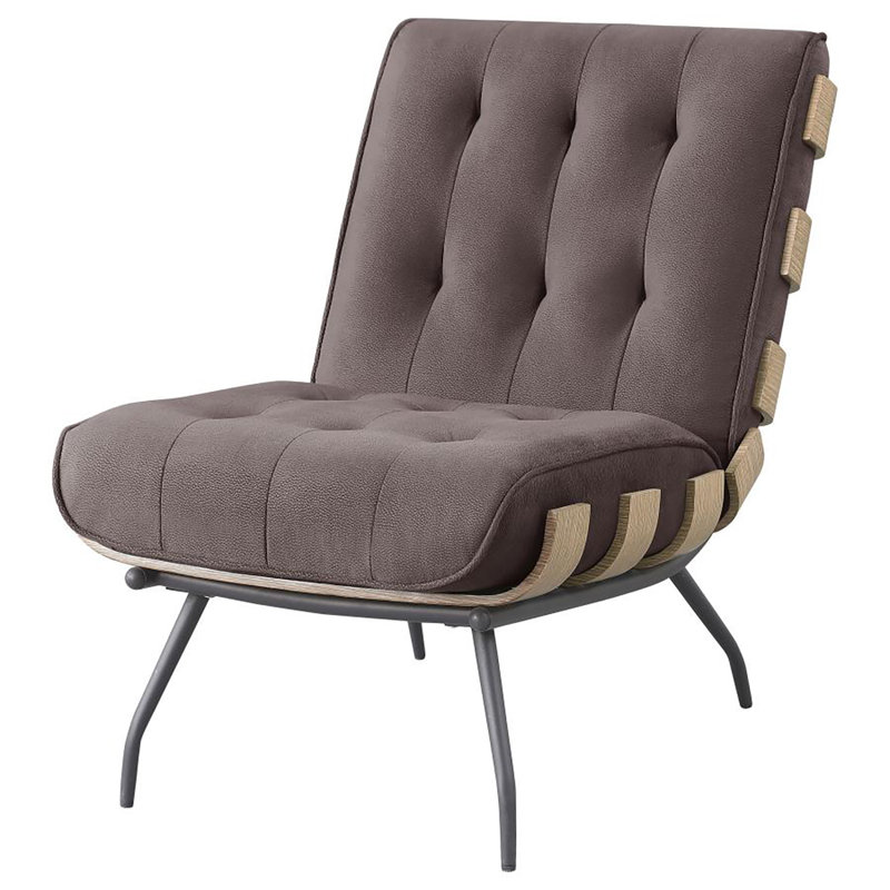 Fauteuil d'appoint sans accoudoirs Glendora, Polyester brun foncé