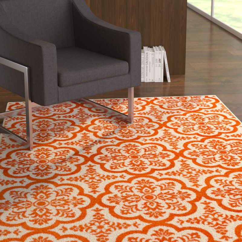 Tapis intérieur / extérieur orange Merdasa, Rectangle 5 pi x 7 pi 3 po