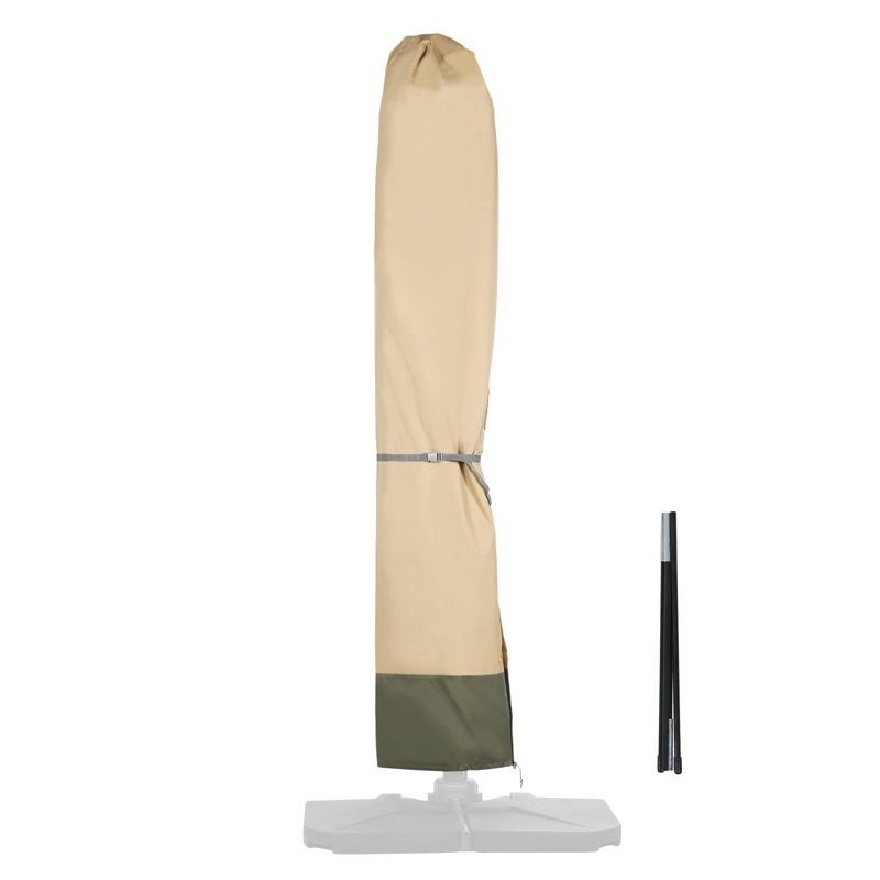 Patio Umbrella Cover For 7-10Ft Cantilever Umbrella, 600D Anti-UV And Waterproof Outdoor Offset Parasol Umbrella Cover With Zipper And Rod For Deck, Pool, Yard