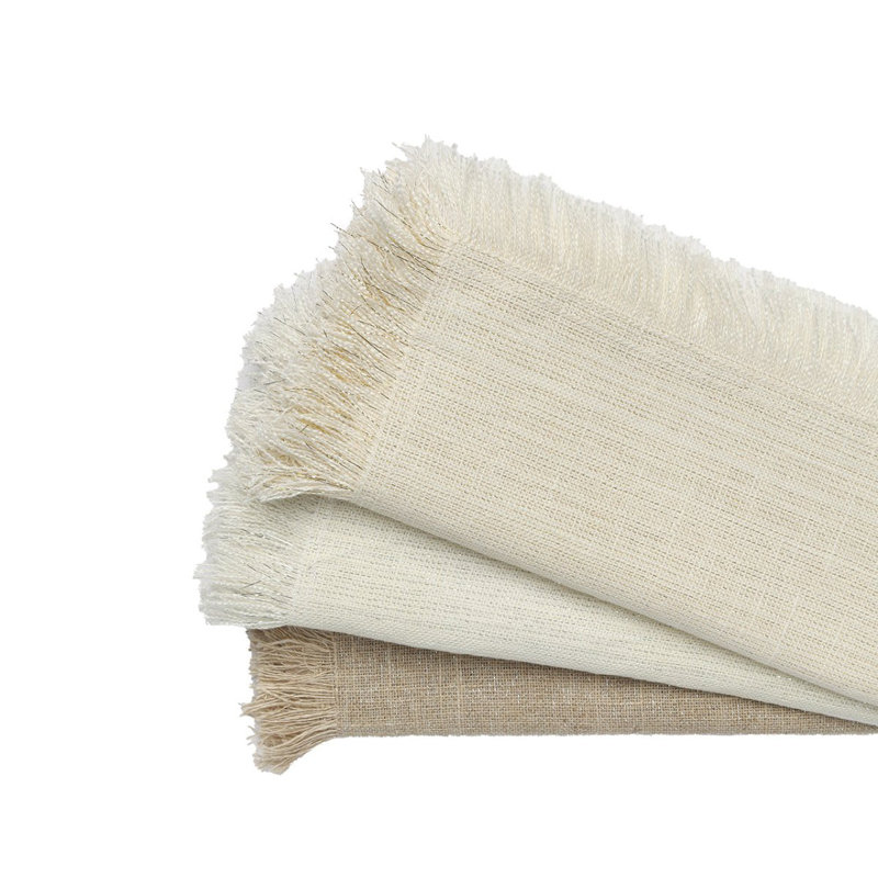 Fringe Linen Napkin, Natural/Silver