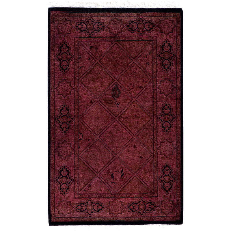 Overdyed Hand-Knotted Wool Modern-Contemporary Purple Area Rug 2' 8" x 4' 3"