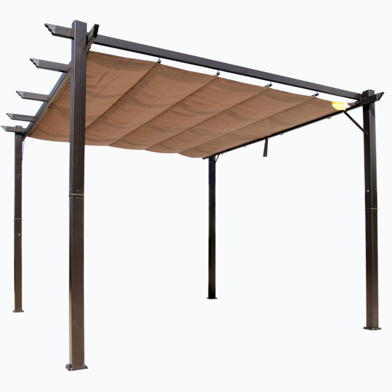 Aluminum Retractable Pergola Canopy, Backyard Shade Shelter, 9.8 (ft) x 9.8 (ft)