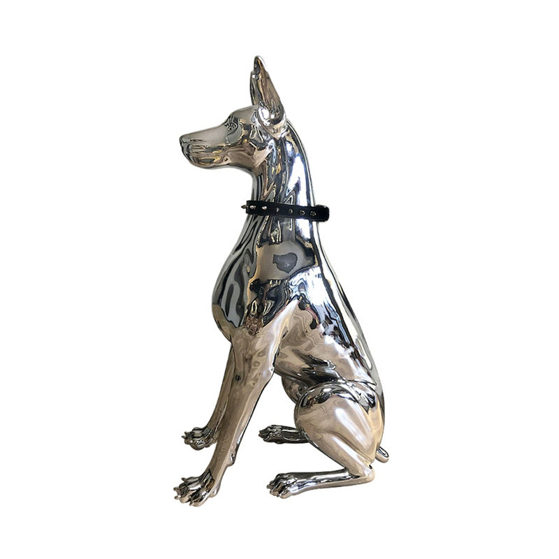 Article décoratif en fibre de verre Doberman Pinscher de style européen