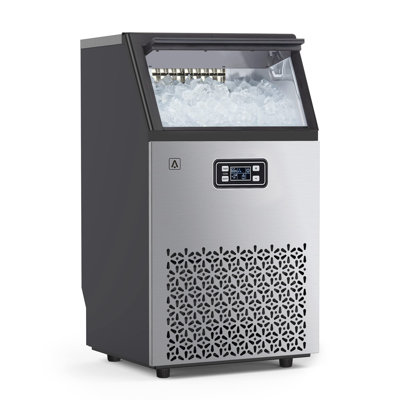 Machine à glaçons, machine à glaçons commerciale sous le comptoir, 100 lb / 24 heures avec bac à glaçons de 33 lb, machine à glaçons autoportante en acier inoxydable