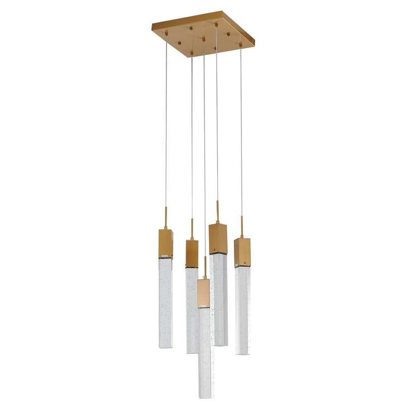 Lustre suspendu en cristal 5 lumières Transitional, Doré