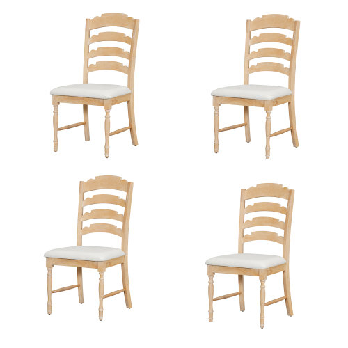 Ensemble de 4 chaises rembourrées vintage de salle à manger vintage avec dossiers dentelés, couleur naturelle