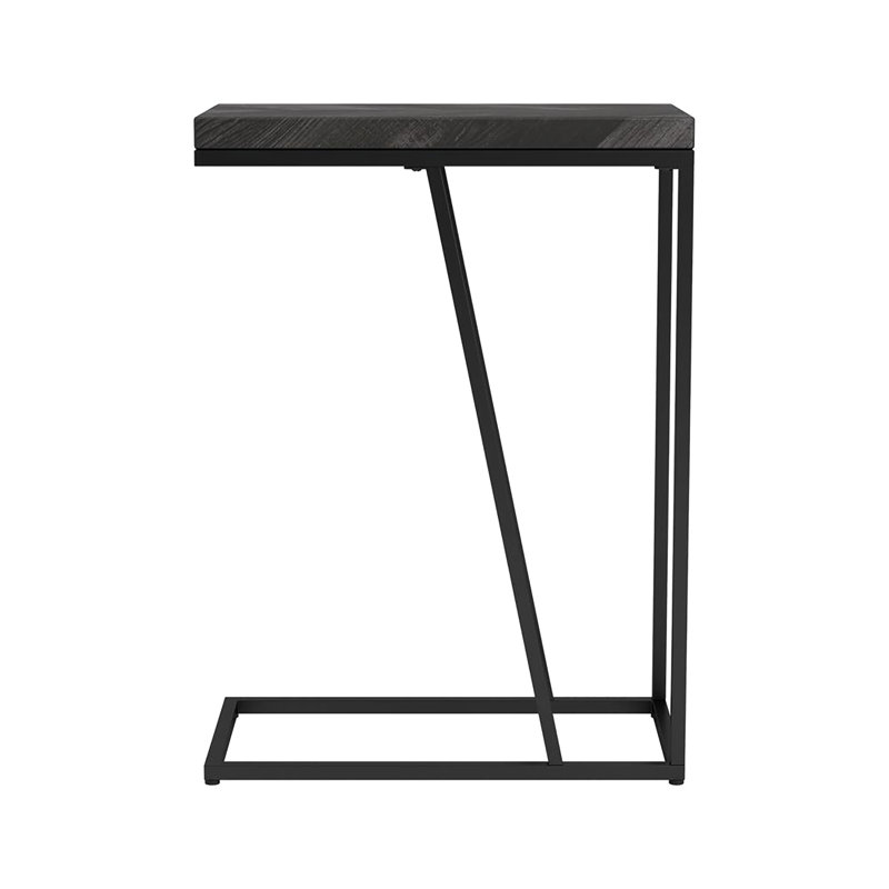 Table rustique grise avec base en métal - Un accent industriel élégant et fonctionnel transforme le look du salon