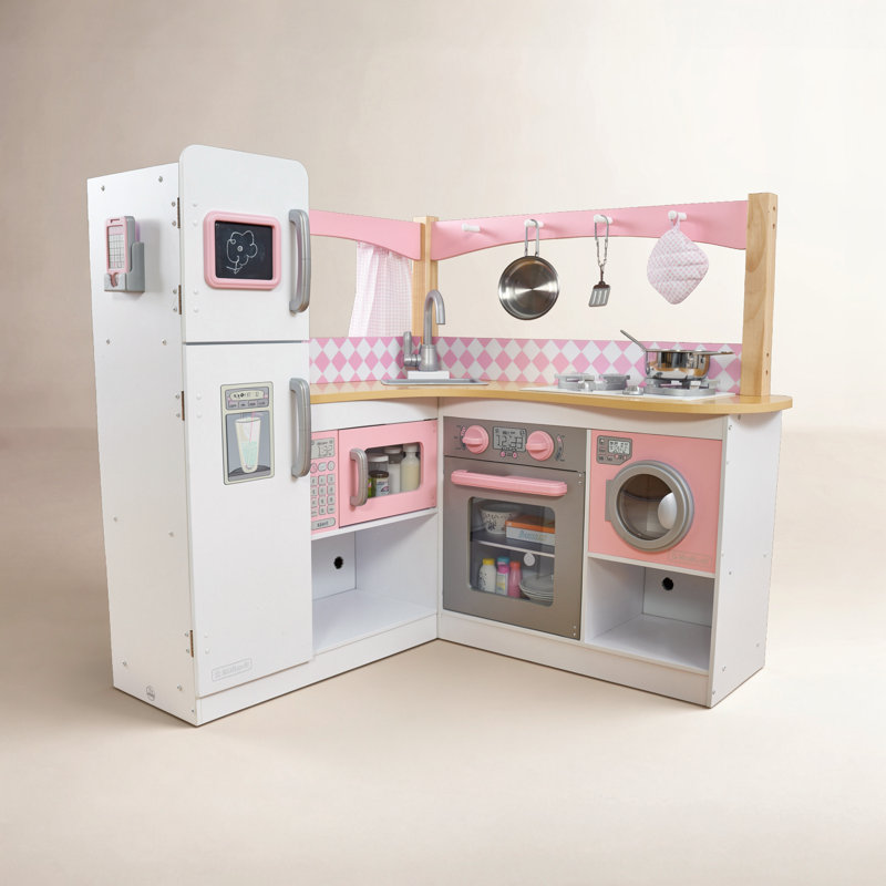 Ensemble de cuisine d'angle Grand Gourmet, Rose / blanc