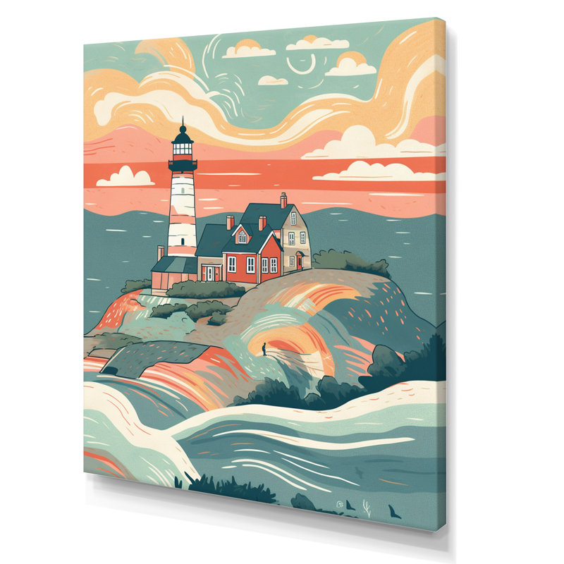 Bord de mer phare II, reproduction sur toile, H 32 po x l 16 po x P 1 po, Toile tendue