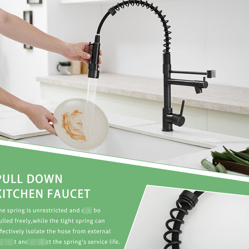 Oil-Rubbed Bronze Kitchen Faucet With Pull Down , Single Handle, 360 Degree Spin, Ceramic Filler, Contemporary Appliance Spray, Finish, Rotation, Modern Gadget