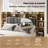 Floating Queen Bed Frame With LED Light And Bookcase