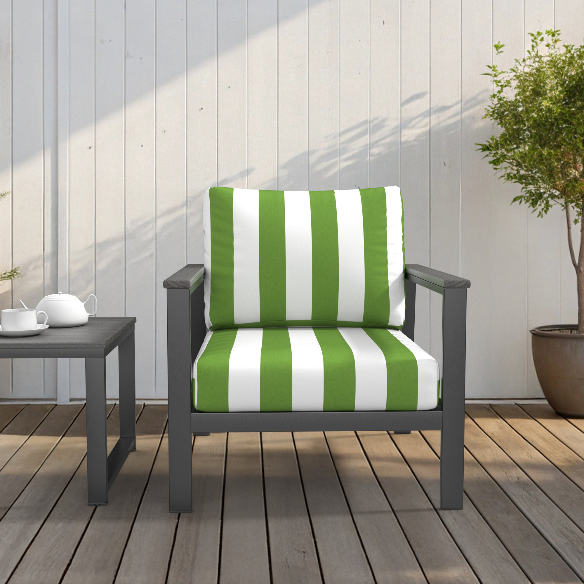 Amala Indoor/Outdoor Sunbrella® Cushion, Sunbrella Refuge Garden, 24" W x 5" D
