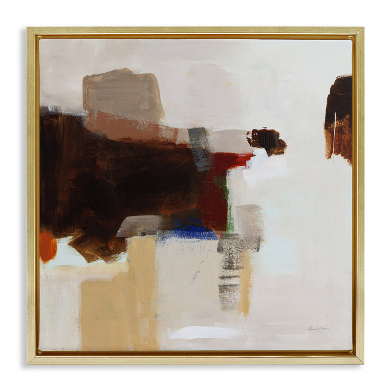 «American Rust Abstraction», art mural encadré par Pamela Munger, Cadre flottant métallique doré, H 18 po x l 18 po