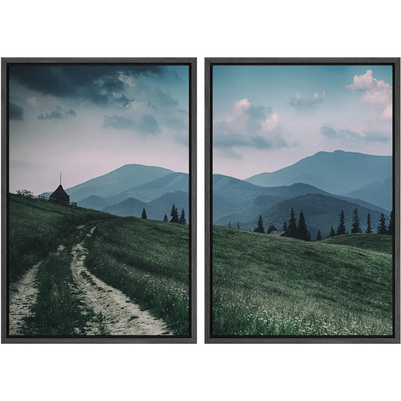"Countryside Trail", chaîne de montagnes, paysage naturel, impression sur toile, 2 pièces, H 24 po x l 32 po x P 1,5 po
