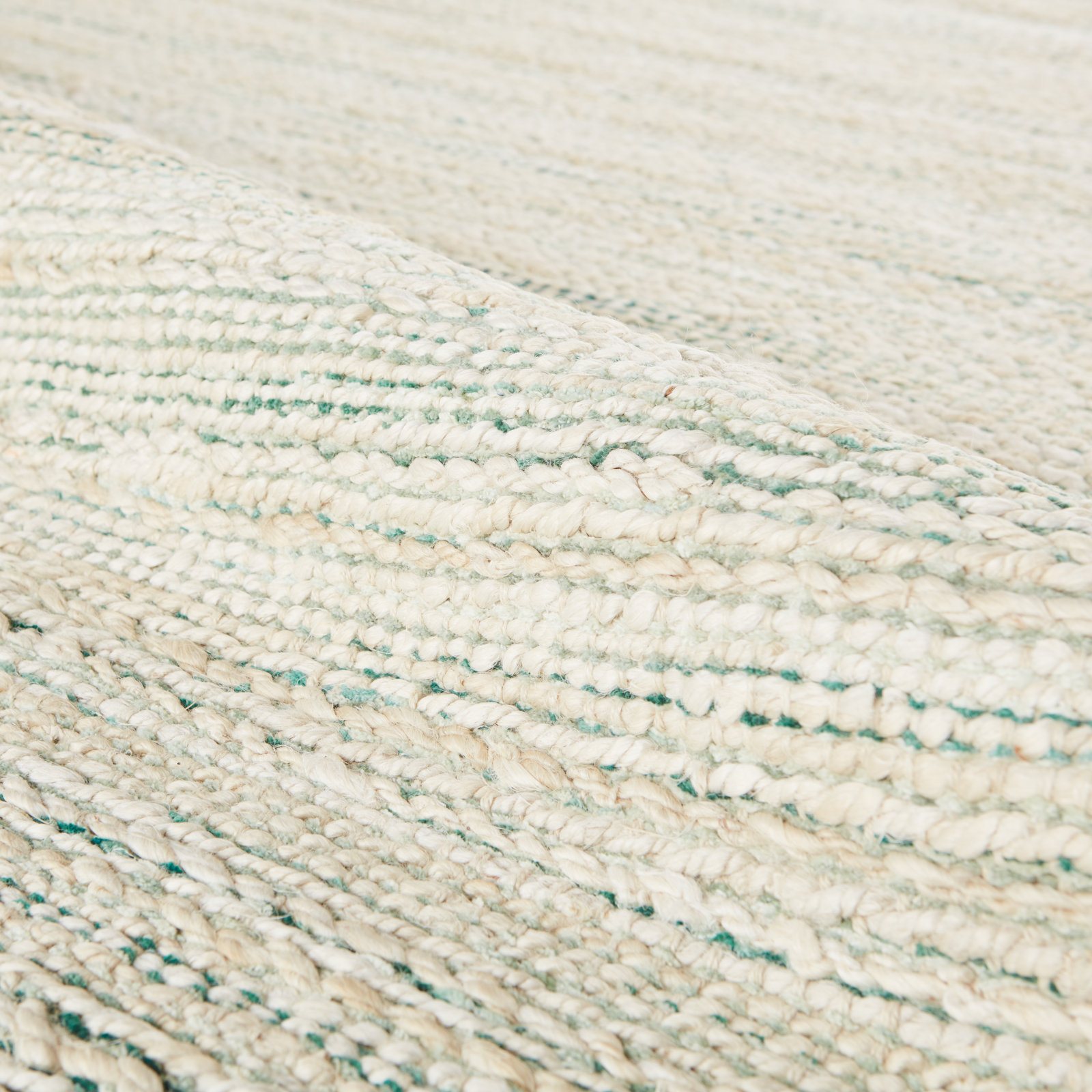 Ian White Gray Teal Striped Flatweave Rug, Rectangle 2'6" x 4'