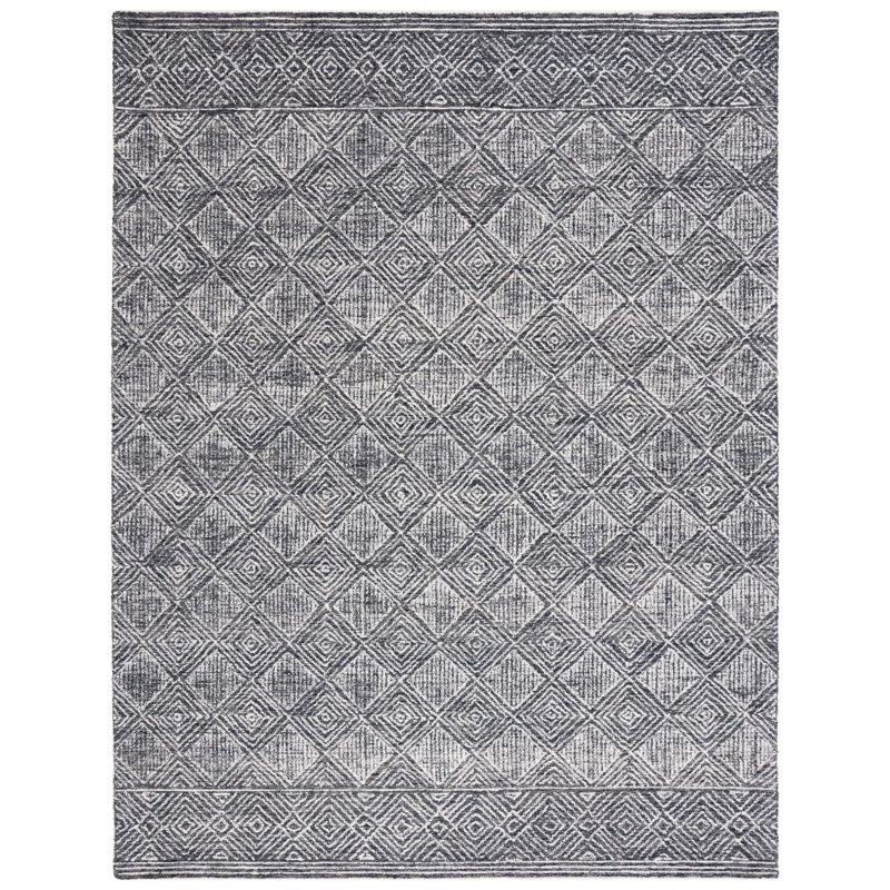 Ebony Hand Tufted Wool Pile Geometric Rug, Rectangle 8' x 10'