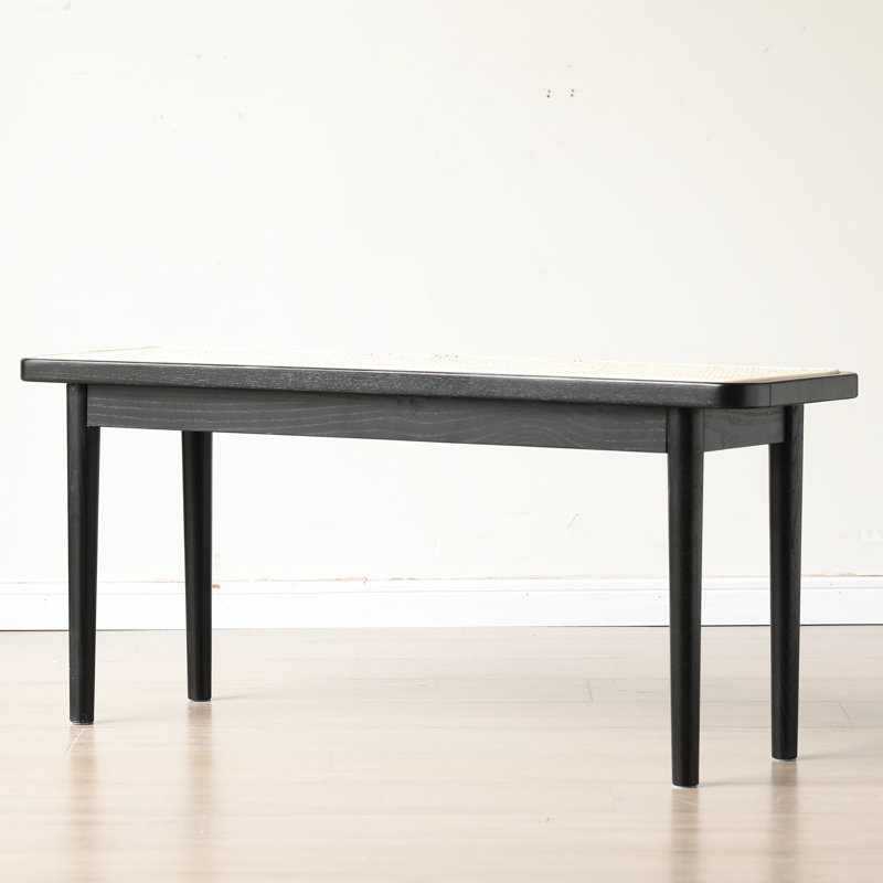 Aristocratic Black Solid Oak Bench For Bedroom End, Living Room, Or Entryway, 38.98" W, 11.3" D, 16.92" H, Soft Texture And Comfortable Enchanting Wood Dining With Accent Bedroom, Areas, Seating