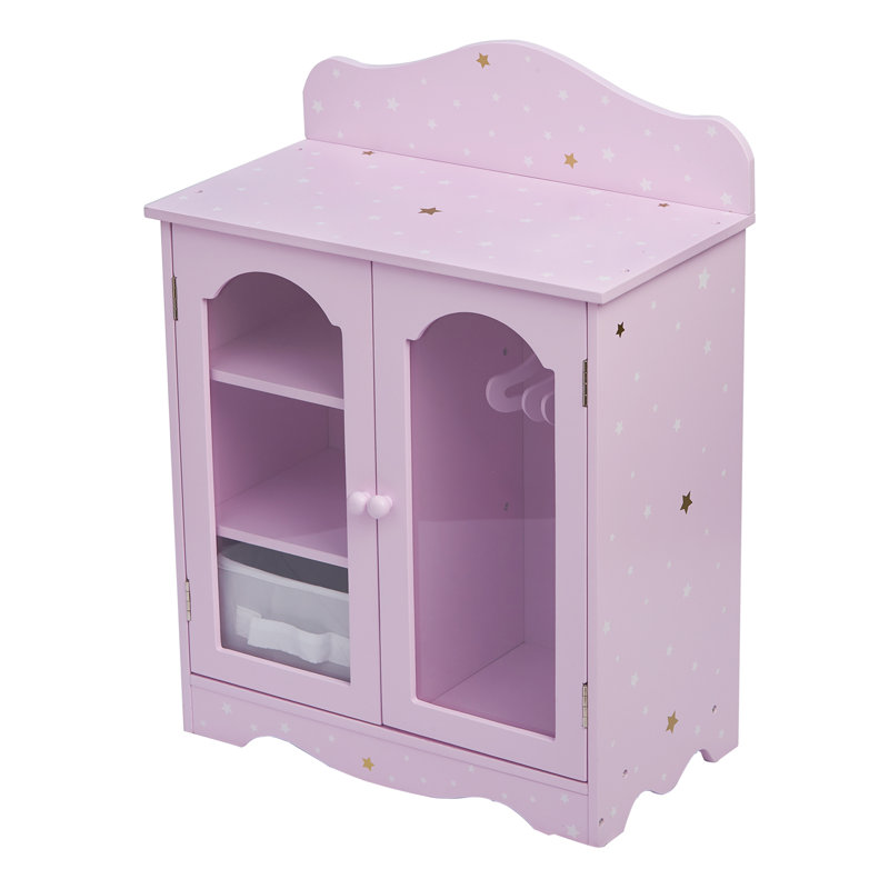 Teamson Kids Twinkle Stars Princess Fancy Closet with Hangers for 18" Dolls, Pink