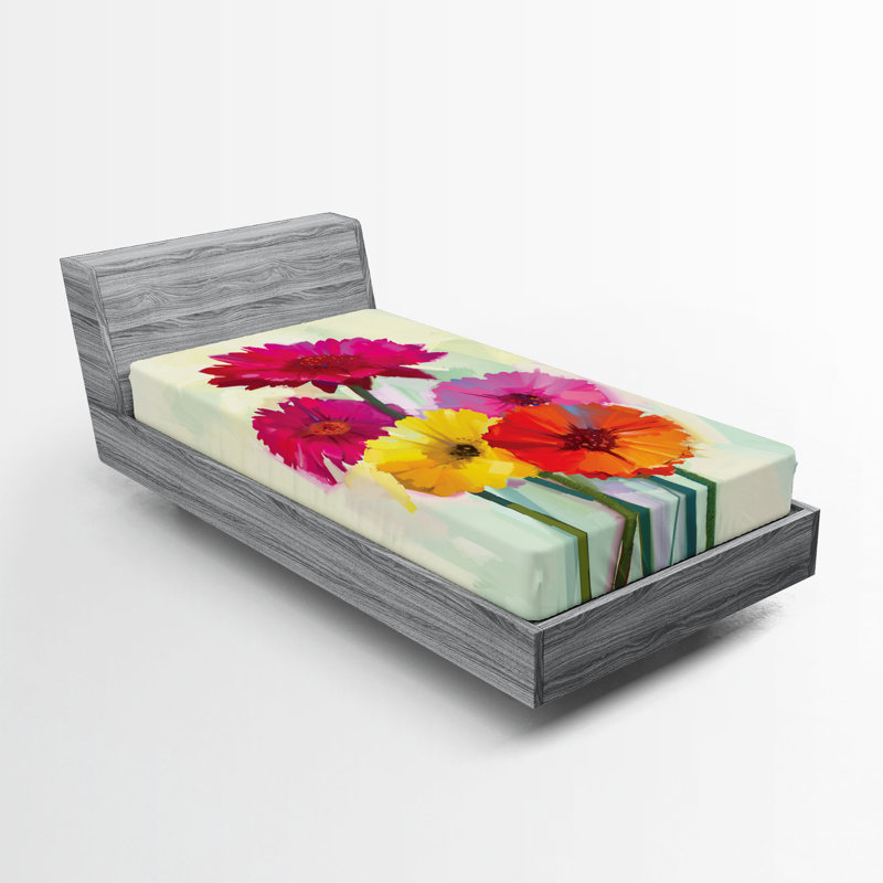 Ensemble de 2 draps-housses Ambesonne, Drap-housse de taille simple, Multicolore / floral 20