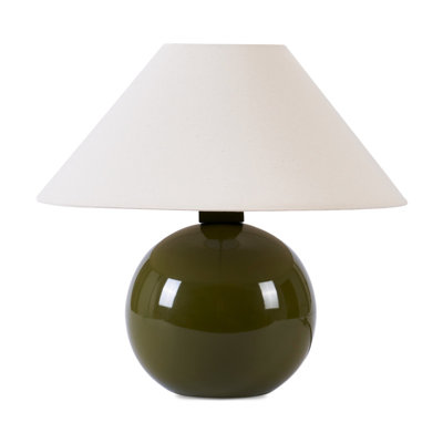 Fiona 11" LED Table Lamp With Round Ceramic Cream Base