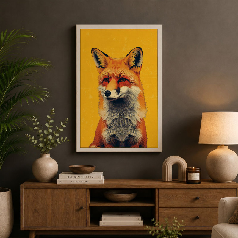 Fox Portrait Modern - Wrapped Canvas, 18x12 - 45.7 x 30.5 cm, White Border