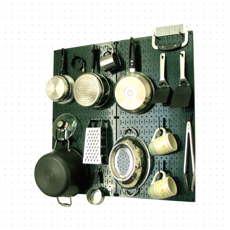 Metal Rectangle Wall Mounted Pot Rack, Green / Black