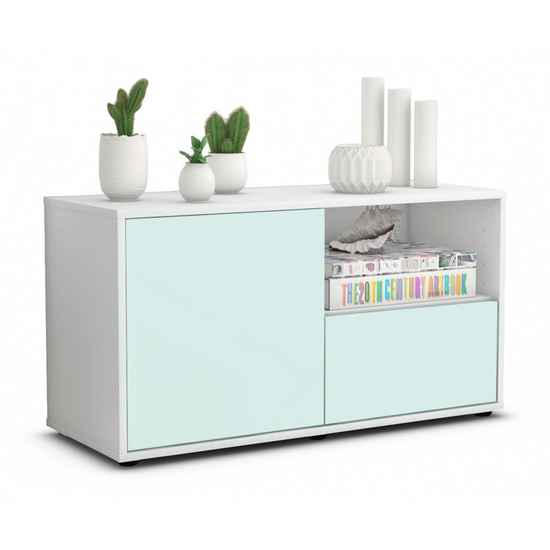 Sincere 92cm W 1 - Drawer Chest of Drawers, Light Blue / Matte White