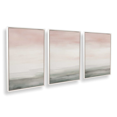 «Peach Tranquility», ensemble de 3 toiles encadrées