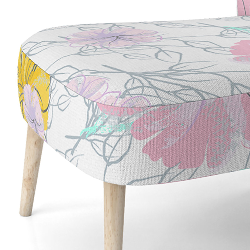 Fleurs roses et jaunes - Chaise d'appoint rembourrée Cabin & Lodge