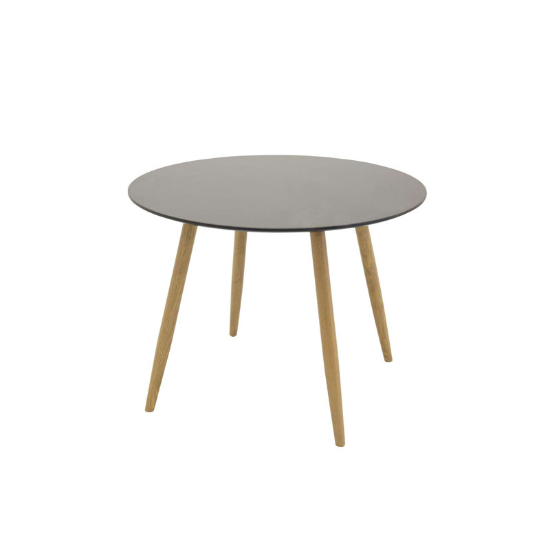 Algiers Round Metal Base Dining Table, Black, Nature