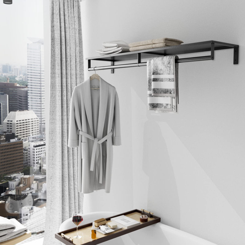 Wall Mounted Clothes Racks With Top Shelf