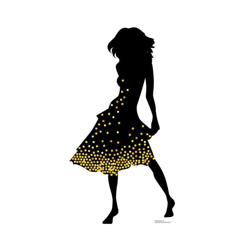 Yellow Sparkles Silhouette Dancer Cardboard Standup