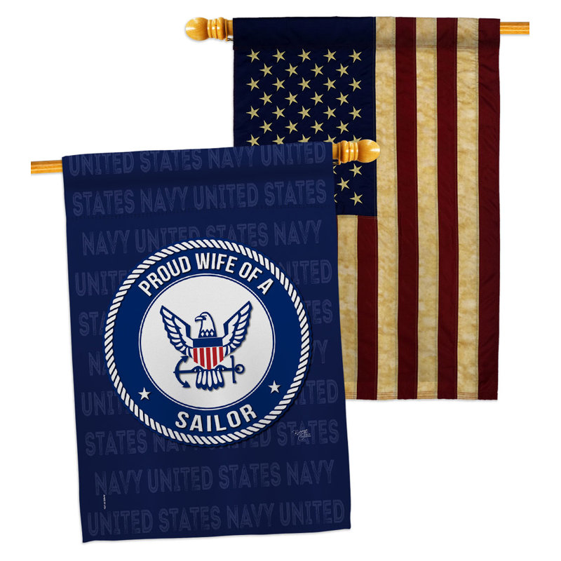 Drapeau de maison 40 po x 28 po Proud Wife Sailor
