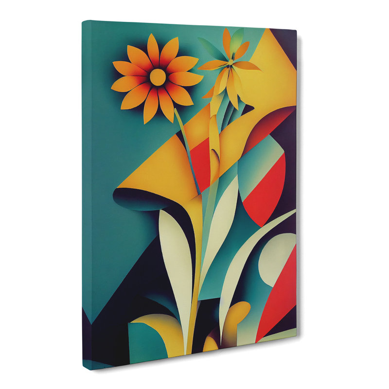 CAN-V0523-2877X Wildflowers Cubism - Wrapped Canvas Print, 50cm H x 35cm W