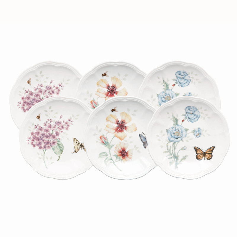 Set of 6 Lenox Butterfly Meadow Tidbit Plates