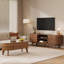 TV Stand and Coffee Table Set, living room table set, Oval Lift Top Coffee Table & TV Console Table-135565944