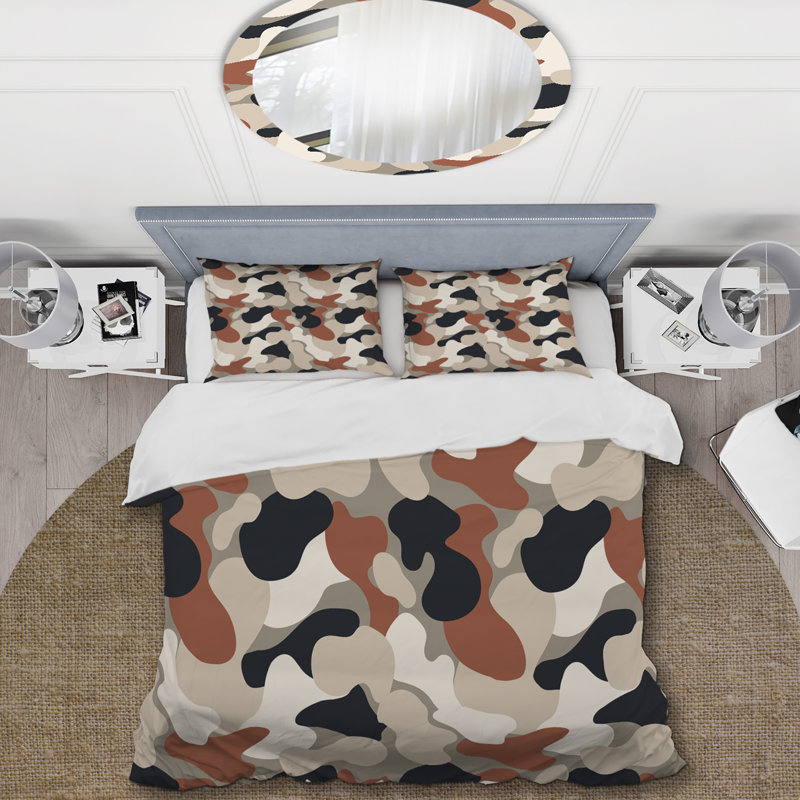 Camouflage blanc tendance - ensemble de housse de couette abstrait - microfibre de polyester