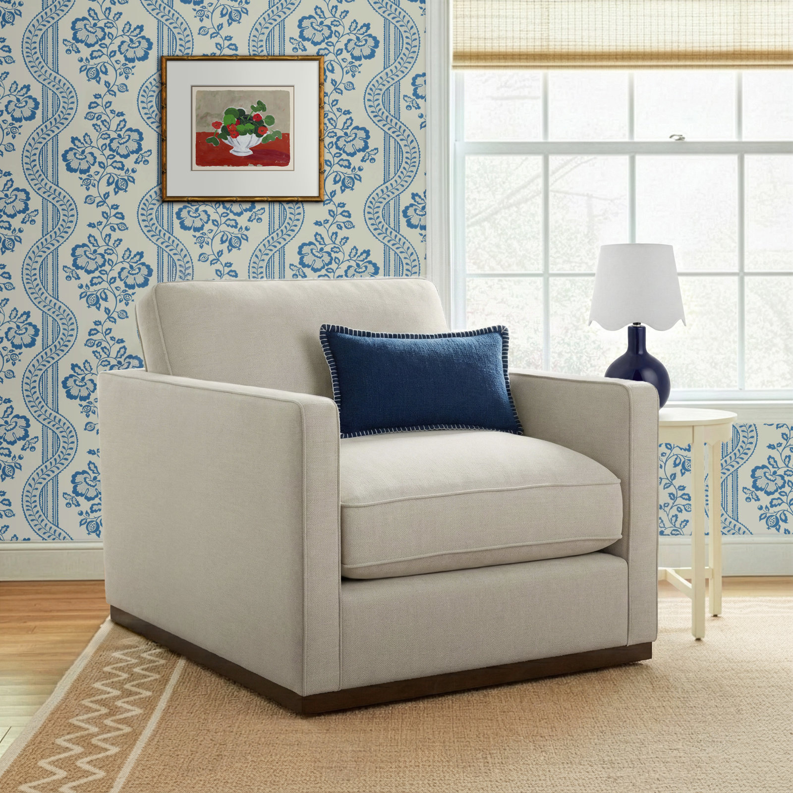 Bobbi Oversized Armchair, Effie Linen Performance Weave