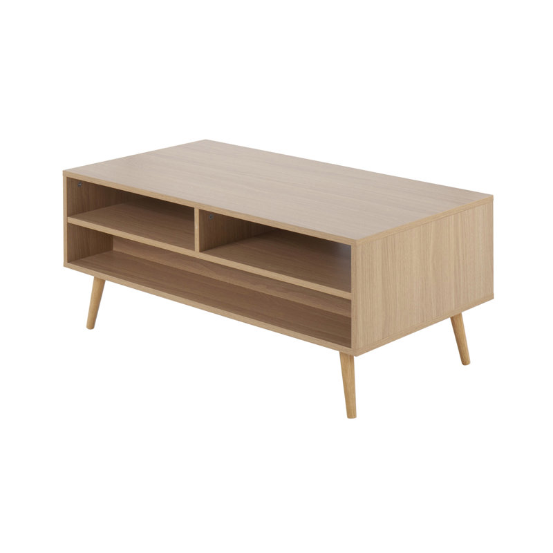Table basse contemporaine en bois naturel et blanc