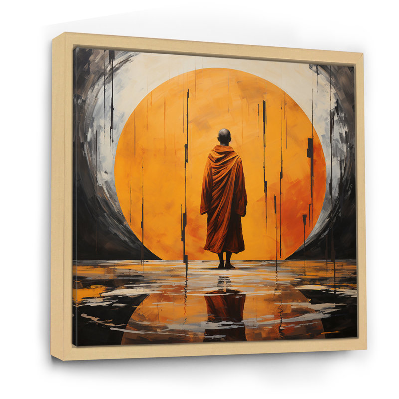 Minimalisme, bouddhisme orange gourou V, Cadre naturel flottant, H 16 po x l 16 po x P 1 po