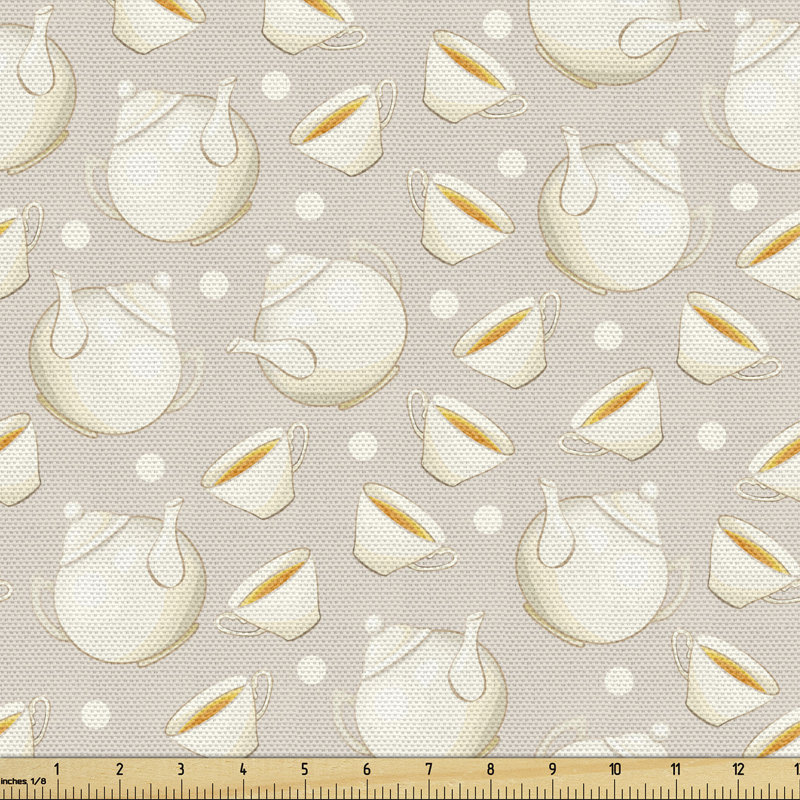 Paton Floating Teapots and Cups Enjoying Hot Drinks Fabric