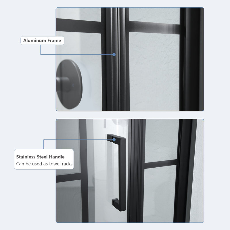 38'' - 42'' W x 72'' H Pivot Frameless Shower Door with Pattern Glass
