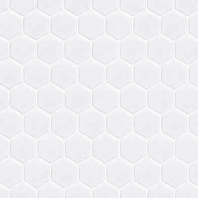 Mosaïques Tuxedo Hexagonales blanches de 5 cm