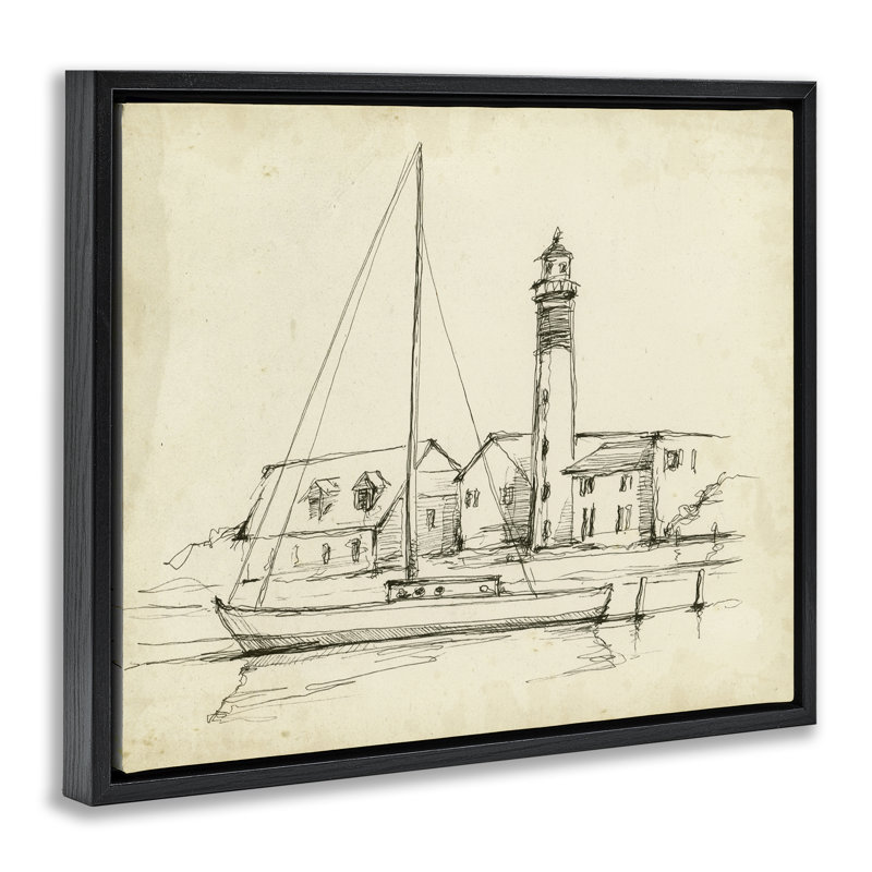 Cadre flottant pour phare et bateau, conception par Ethan Harper, Cadre flottant noir de jais, H 17 po x l 21 po